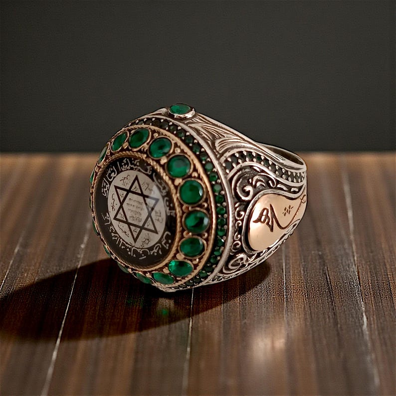 Solomon Seal Silver Ring, Mystic Men's Jewelry, King Solomon Ring, 925K Silver Star of David Ring, Silver Kabbalah Ring, Archangel Ring image 14