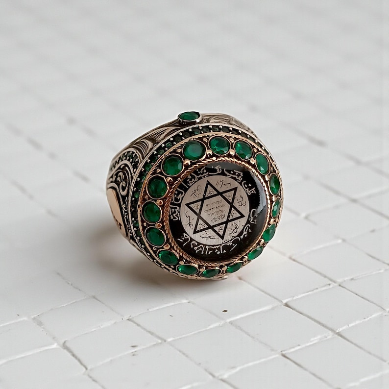 Solomon Seal Silver Ring, Mystic Men's Jewelry, King Solomon Ring, 925K Silver Star of David Ring, Silver Kabbalah Ring, Archangel Ring image 8
