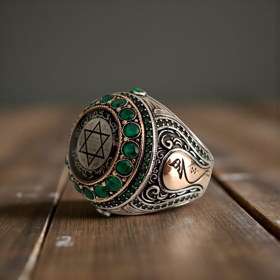 Solomon Seal Silver Ring, Mystic Men's Jewelry, King Solomon Ring, 925K Silver Star of David Ring, Silver Kabbalah Ring, Archangel Ring