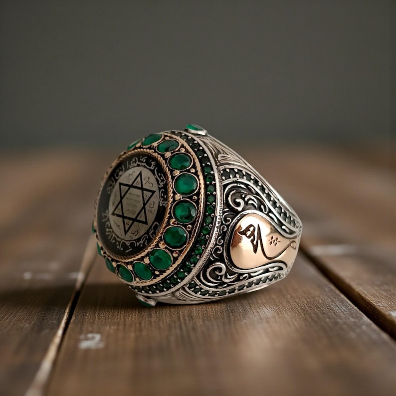 Solomon Seal Silver Ring, Mystic Men's Jewelry, King Solomon Ring, 925K Silver Star of David Ring, Silver Kabbalah Ring, Archangel Ring image 1