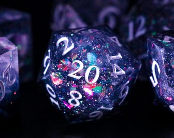 Celestial Scorpio Dice Set, Resin Polyhedral For DnD, Sharp Edge Galaxy Swirl, TTRPG