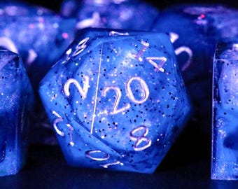 Astral Tide Deep Blue Resin DnD Dice | Handmade Polyhedral Dice Set | Ocean Fantasy | TTRPG