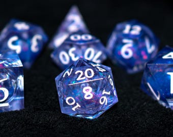 Cosmic Sorcerer Dice Set, Galaxy Liquid Core TTRPG Dice for DnD, Pathfinder, Tabletop RPG