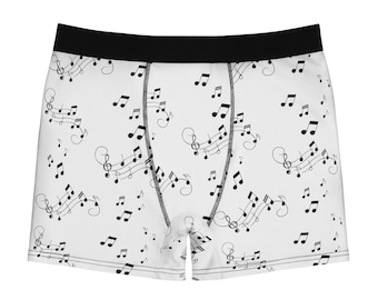Men's Music Notes Boxer Briefs - Men's All-Over Print Musical Underwear, gift for musician, vocal music lover, opera singer or choir teacher