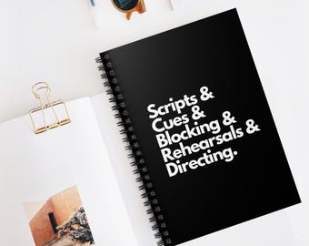 Spiralblock, Drehbücher, Cues, Blocking, Proben, Anleitung, Lineal, liniertes Notizbuch für den Theaterregisseur, Bühnenspiel-Notizbuch für die Crew