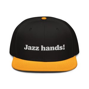 Adult embroidered jazz hands! Snapback Hat, theatre gift for performing artists, actor hats, theater lover apparel, dancer gift ideas, funny
