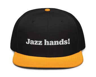 Adult embroidered jazz hands! Snapback Hat, theatre gift for performing artists, actor hats, theater lover apparel, dancer gift ideas, funny