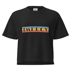 Women’s heavyweight boxy tee, improv shirt for improv comedy lover, retro design, gift for yes and improvisers, yes and improv gear, apparel