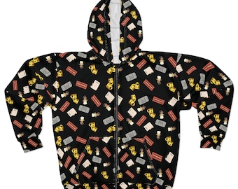 Máscaras de comedia y tragedia, entradas, marquesina y luces. Sudadera con cremallera, sudadera de teatro, sudadera con capucha con máscara de drama, regalo para actor, regalo para amante del teatro.