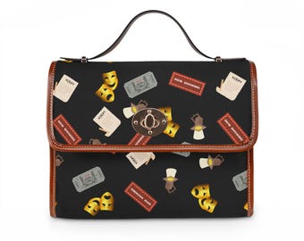 Theater Masks Pattern Waterproof Canvas Bag, Playbill, Tickets, Spotlights for the theatre lover, director gift ideas for closing night