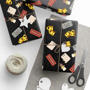 Theatre themed Wrapping Paper, gift wrap for theatre lovers, Broadway present gift paper, drama gift ideas, for director gifts, actors