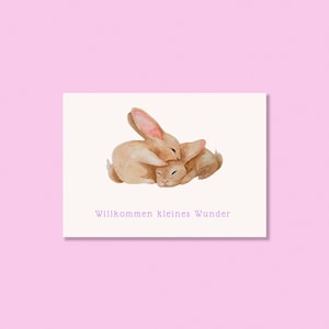 Carte de naissance, carte de félicitations pour naissance, bébé, carte de naissance fille, carte de naissance garçon, lapin, bienvenue petite merveille