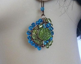 Lime Green and Turquoise Glass in 3 D