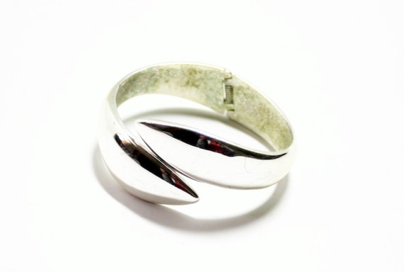 Silver Bracelet- Clamp Bangle- Hinged Bangle-1980s