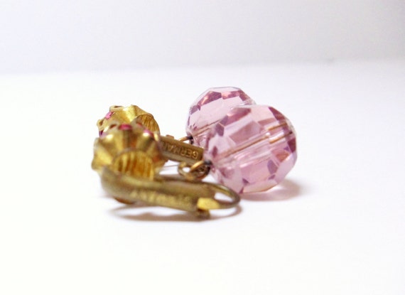 Vintage Earrings- Pink- Lavendar- Crystal-  Dangl… - image 3