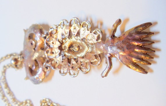 Owl Pendant- Owl Necklace- Hippie Jewelry- 1970s … - image 5