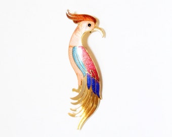 Bird of Paradise Brooch  Enamel Brooch  1980s Brooch  Bird Pin  Colorful Brooch Bird Jewelry 1980 Fashion  Enamel Bird Pin Tropical Bird Pin