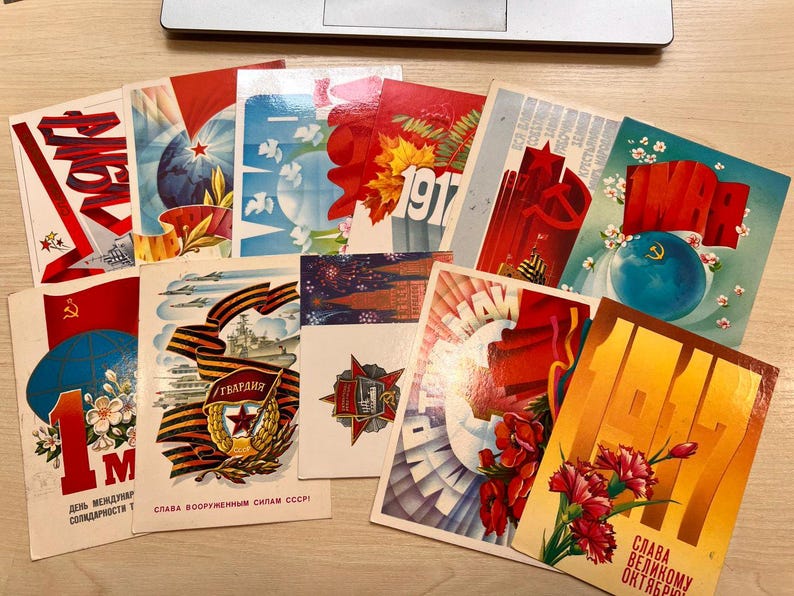 19pcs Vintage Soviet Postcards Bundle – USSR Holiday Greeting Cards – 1 ...