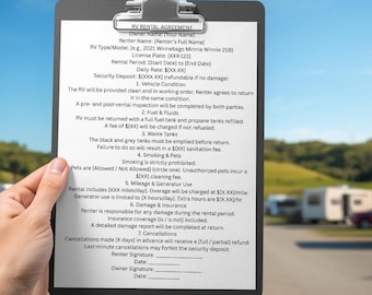 Printable RV Rental Agreement: Short Term Camper Lease (PDF Digital ...