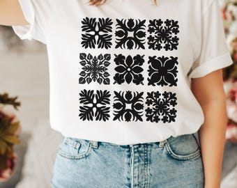 Hawaiian Quilt Grid Tshirt for her Tshirt for women Hawaii shirt gift for her Hawaii local Tshirt gift for Mom quilt shirt
