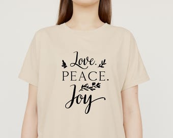Love Peace Joy | Minimalist Inspirational Wall Art Printable | Modern Christian Home Decor | Holiday Scripture Print | Digital Download