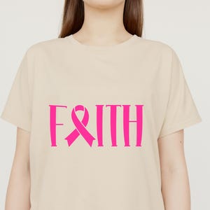 Faith Breast Cancer SVG | Pink Ribbon Awareness PNG JPEG | Inspirational Cut File for Cricut & Silhouette