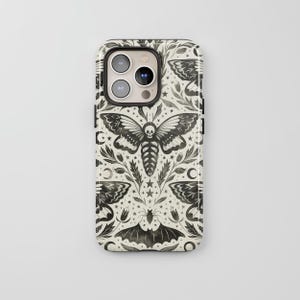 Funda para iPhone con diseño de polilla gótica, funda MagSafe con mariposa oscura para iPhone 17 16 15 Pro Max, funda vintage de bruja para Samsung S25 S26 Ultra