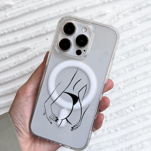Sexy Booty Body Line Art iPhone 17 Pro Max Case, Women Feminist Design Phone Cover for iPhone 16 with MagSafe Samsung S24 FE S25