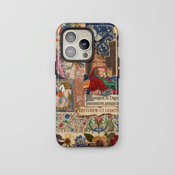 Medieval Phone Case, Vintage Manuscript MagSafe Cover for iPhone 17 16 15 Pro Max, Medieval Art Castle Design Samsung S25 S26 Ultra
