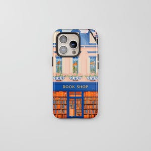 Bookshop iPhone Case, Watercolor Girly Book Phone Cover for iPhone 16 15 14 Pro Max, Vintage Reading Lover Samsung S24 FE S25 Ultra