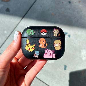 Cute Pokemon AirPods Case, Cute Pikachu AirPods Pro 3 Eco Leather, Kawaii Pocket Monster Anime AirPods Cover for AirPods 2 3 4 Pro/Pro 2