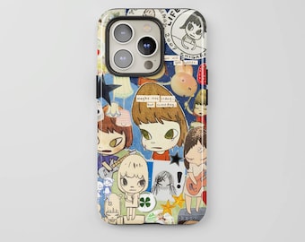 Yoshitomo Nara-telefoonhoesje, Art MagSafe-hoes voor iPhone 17 16 15 Pro Max, esthetisch collageontwerp Samsung S24 S25 Ultra