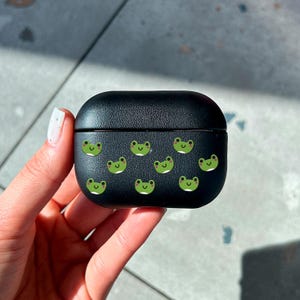 Cute Frog AirPods Case, Kawaii Frog Eco Leather Cover, Funny Frog AirPods Pro 3 Case for AirPods 2 3 4 Pro/Pro 2/Pro 3