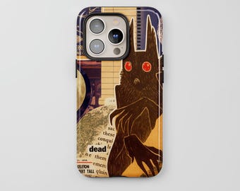 Mothman iPhone-skal, Cryptid MagSafe-telefonfodral för iPhone 17 16 15 Pro Max, gotisk röda ögon-design Samsung S24 FE S25 Ultra