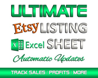 EXCEL Etsy-productlijstblad |  Helpt je om je verkopen, voorraad, nettowinst, kopers en meer bij te houden!