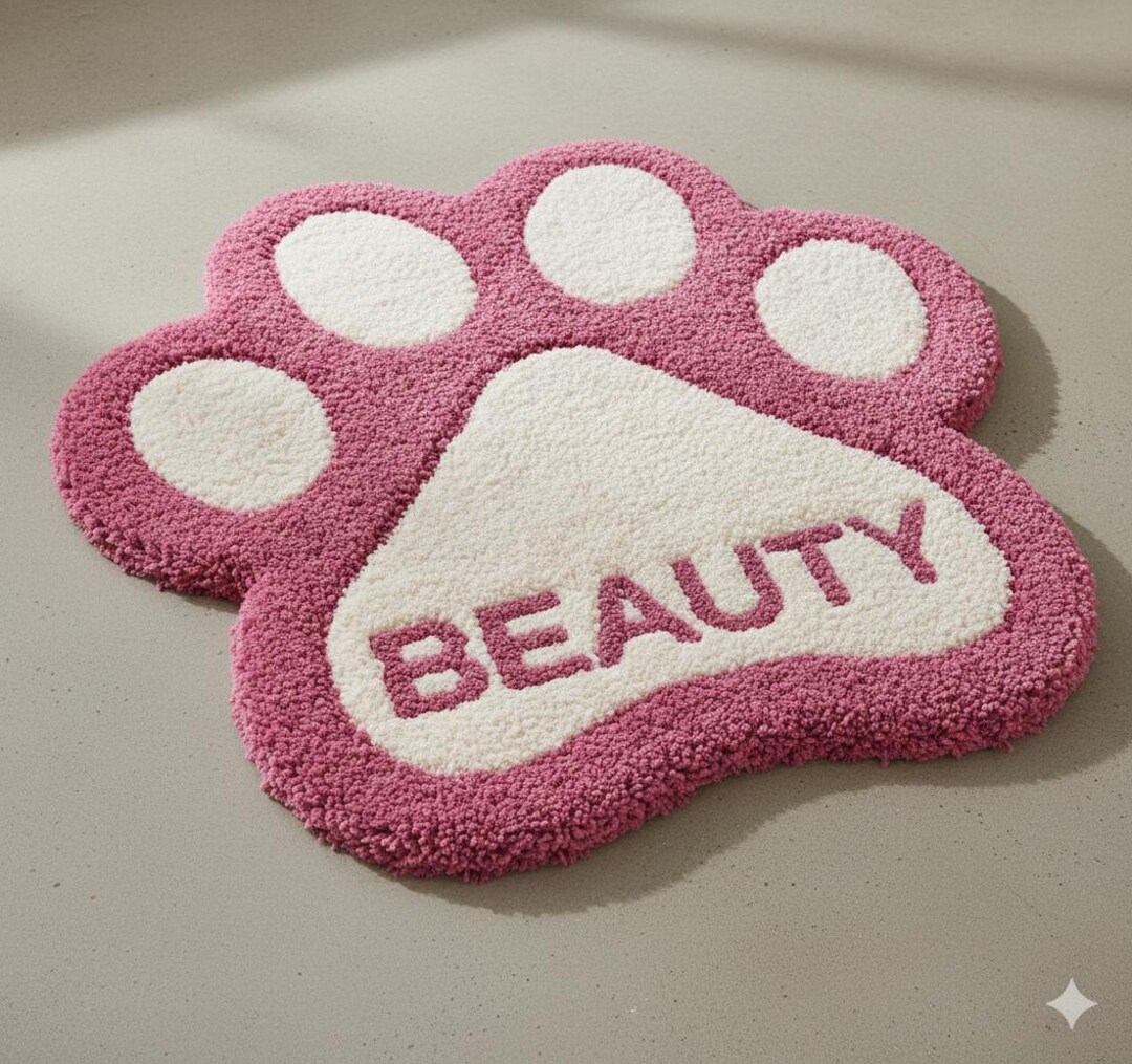 Pink Pet Rug Luxury Custom Paw Shape Rug – Personalized “beauty” Tufted Carpet ...