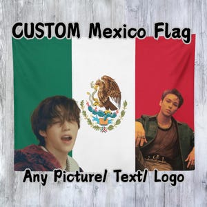 Bandera de México personalizada con imagen, regalo para novio, pancarta de concierto con bandera Kpop, decoración de pared con foto, regalo para mexicana