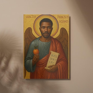 Póster del océano de San Francisco en estilo de arte religioso