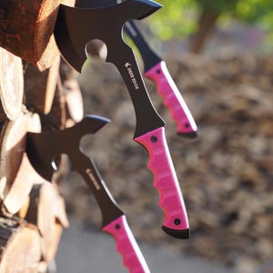 Bright Easy to Find Full Tang Throwing Axes Set Throwing Knives- Well-Balanced Gift for Him