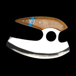 Hand Forged Ulu Knife: Walnut Handle, Stainless Steel Blade - Camp, Kitchen & Outdoor Bild 6