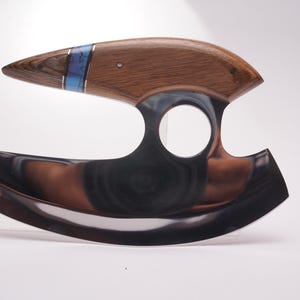 Hand Forged Ulu Knife: Walnut Handle, Stainless Steel Blade - Camp, Kitchen & Outdoor Bild 4