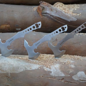 Throwing Axes Full Tang Stainless Steel Throwing Axe Set - 6 Tomahawks  Knives