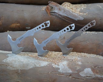 Throwing Axes Full Tang Stainless Steel Throwing Axe Set - 6 Tomahawks  Knives