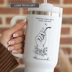Lash Artist Personalized 40 oz Tumbler with Name, 40 Ounce Lash Technician Travel Mug, Gift for Lash lady Tumbler Cup with Straw