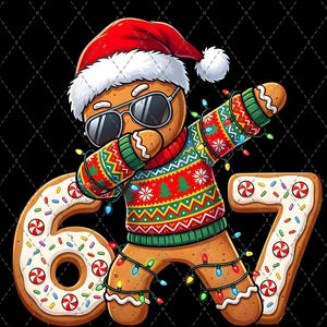 Dabbing Pepparkaka 67 PNG | Rolig julpepparkaksgubbe | Sublimeringsdesign för högtider | Jultröjagrafik | Direkt nedladdning