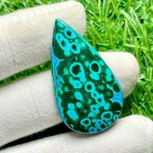 Natural Chrysocolla Malachite Cabochon - Vibrant Blue and Green Gemstone for Jewelry Making  ( 33CTS 39x21x4MM )