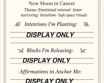 Moon Intention Sheet | Printable Moon Ritual Page | Digital Witchy Journal for Manifesting & Releasing