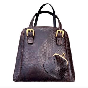 VINTAGE Set Handtasche und Geldbörse aus Pythonleder.