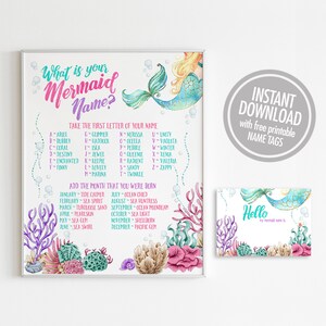 Mermaid Name Game Printable Sign, What's Your Mermaid Name Party Sign ...