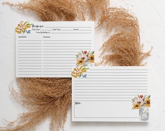 Fall Autumn Theme Recipe Card Template, Editable Recipe Card Template, Instant Access and Download v.1
